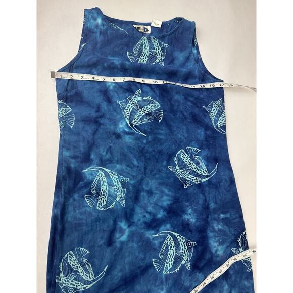 Paul Harris Fish Design Blue Boho Artsy Beach Dress Maxi Resort Rayon Small - Picture 4 of 7